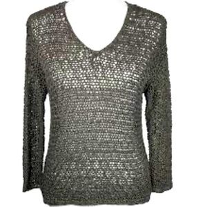EILEEN FISHER Bronze Shimmer Knotted Open Twist Pullover Size M